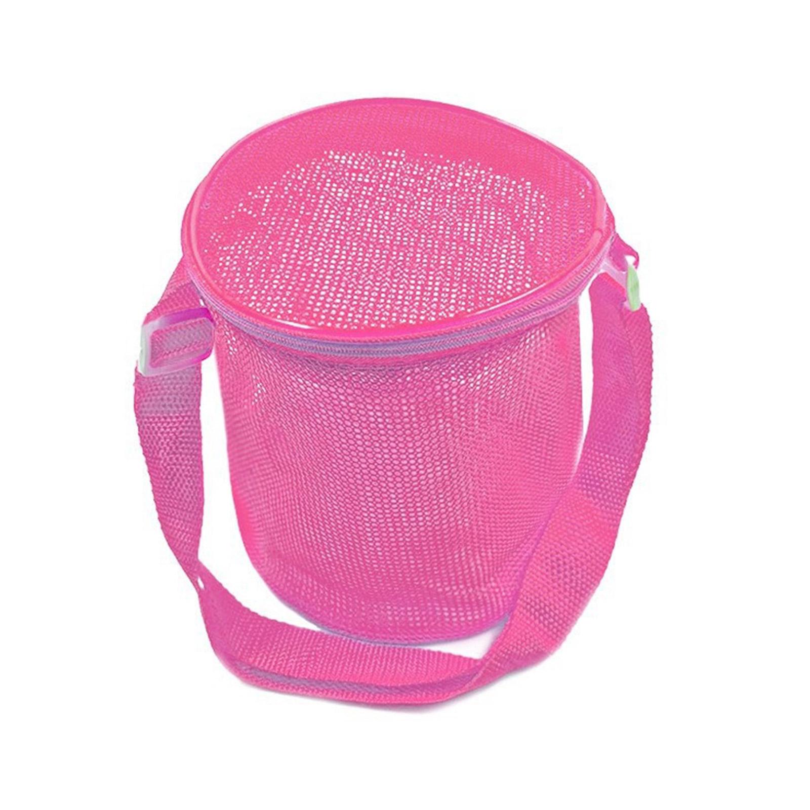 

Сетчатая пляжная сумка для детей, регулируемый ремешок, застежка-молния, для ракушек, песка, игрушек, сумка для хранения для пляжа, активного отдыха горячий розовый