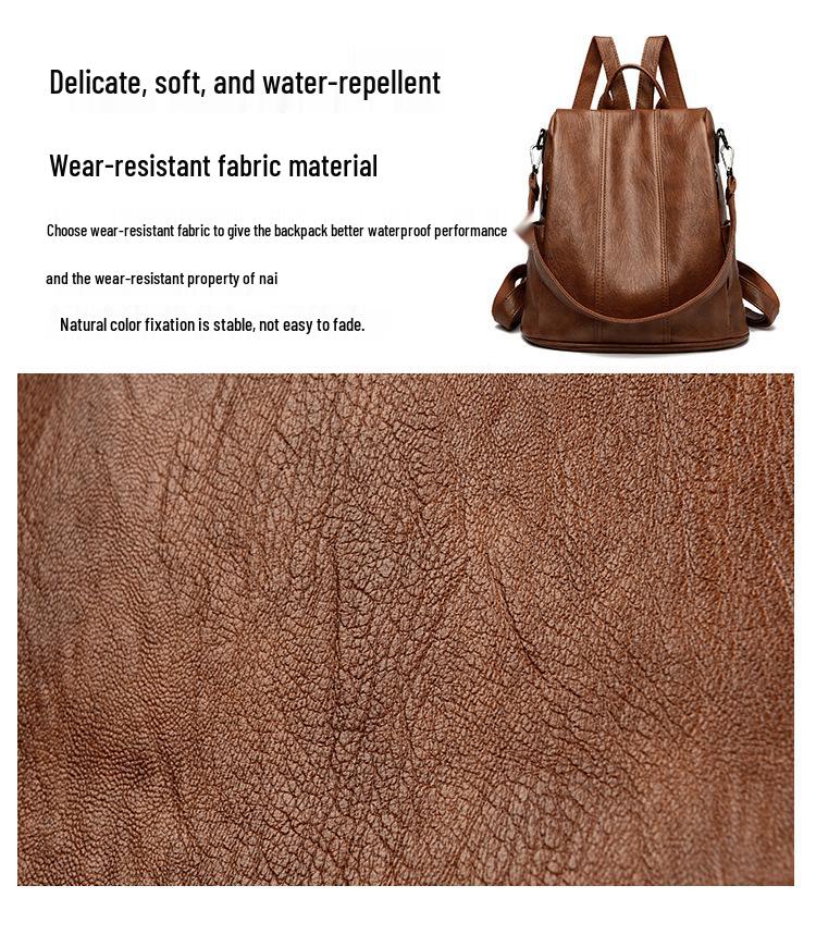 Women's Retro Anti-theft Faux Leather Backpack - High-end, Versatile, Large Capacity