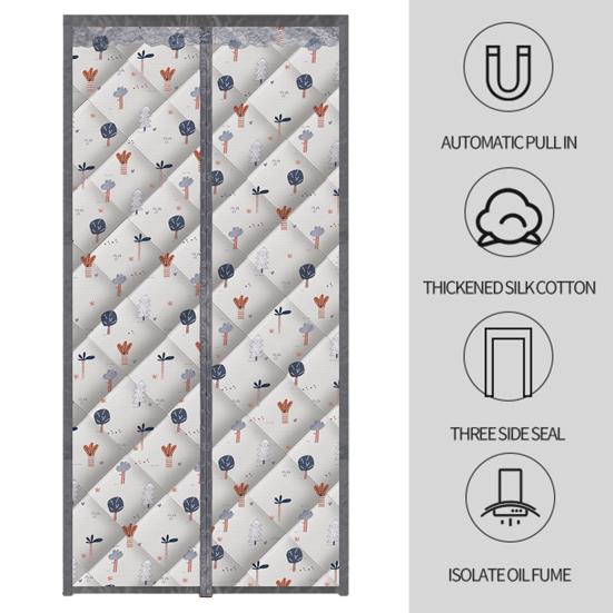 1 set Vinterdörrgardin Magnetisk isolerad dörrgardin Vindtät bullerreducerande dörrskydd för hemmet