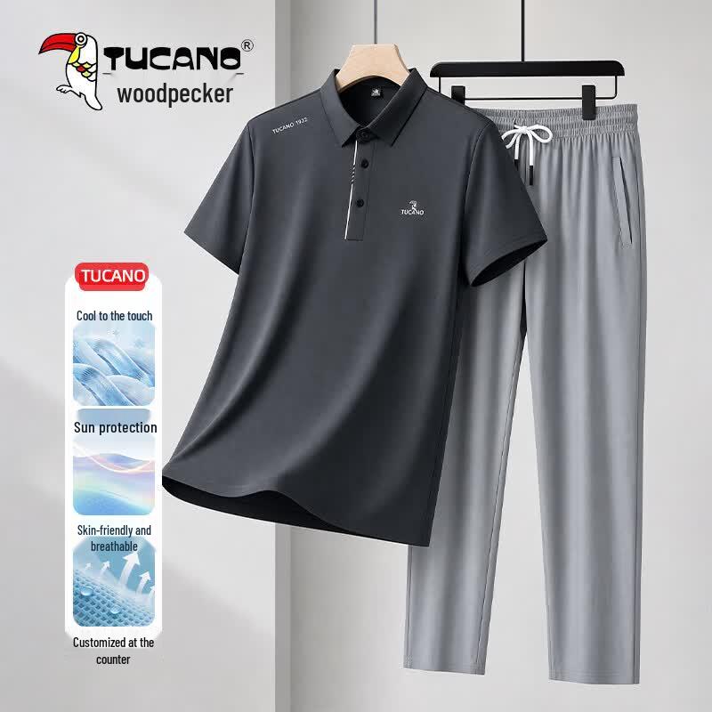 TUCANO Men's Ice Silk Quick-Dry Polo & Pants Set