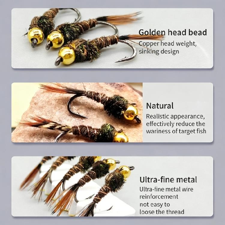 Fly Fishing Lures 6pcs Effective Nymph Fly With Natural Pheasant Tail Pattern To Attract Game Fish
