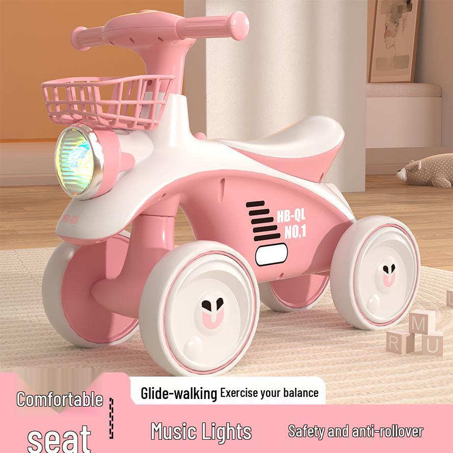 Kids' Four-Wheel Balance Bike & Walker (Ages 1-6) - No Pedals Glider Scooter