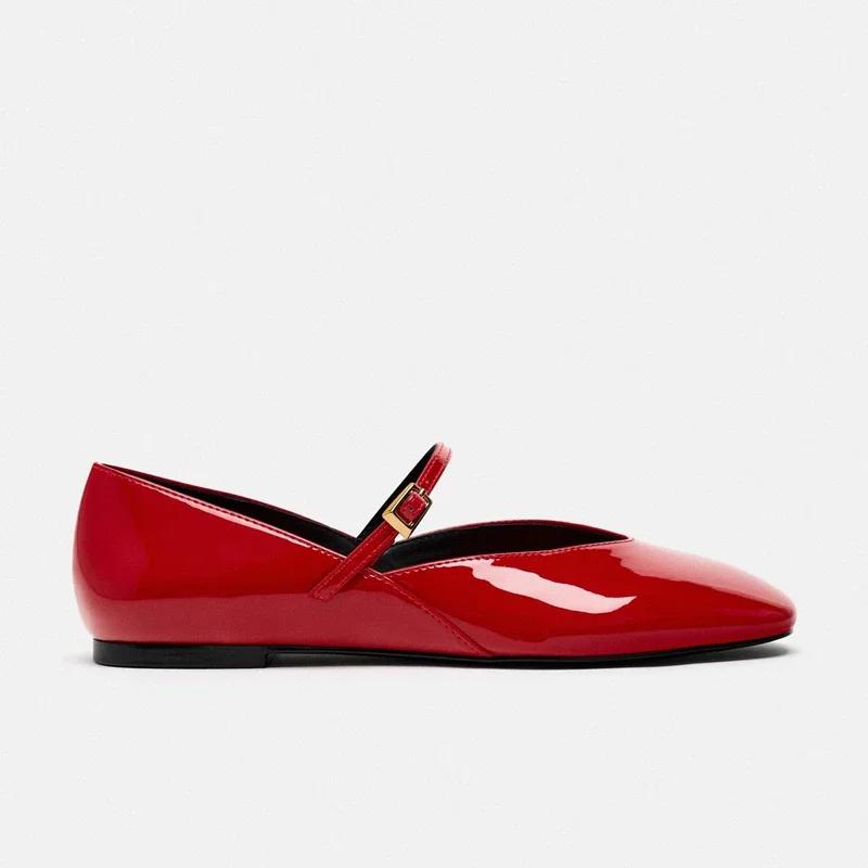 Fashion Spring Women Flats Designer Red Women Ballet Shoes Casual Round Toe Flats Patent Leather Office Female Shoes Dance Training Shoe
