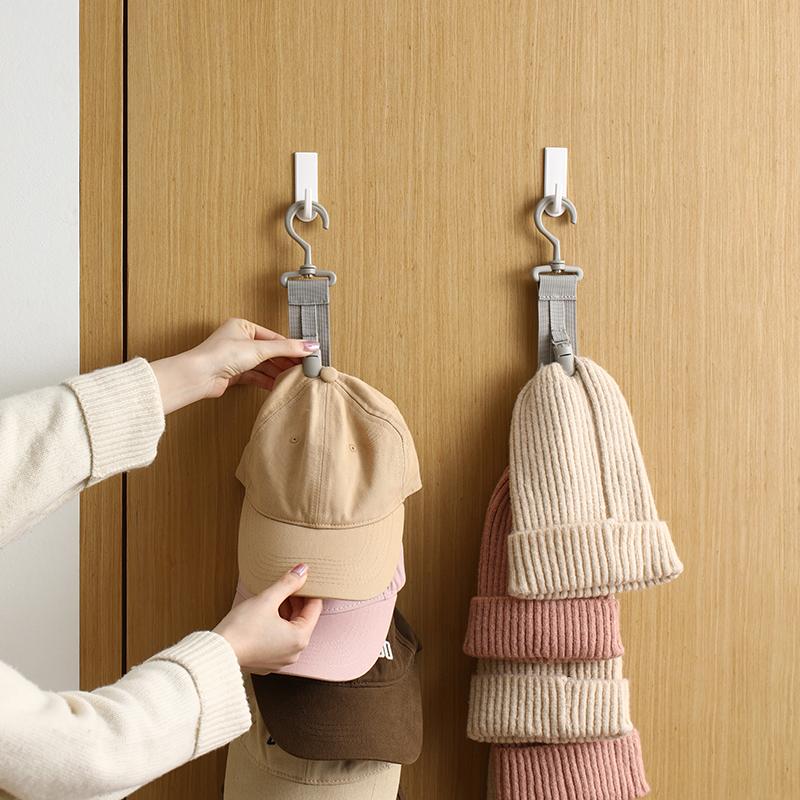 Wardrobe Hat Rack Hanging Rope Storage Clips Hat Organizer Display for Baseball Caps for Closet Door and Bedroom