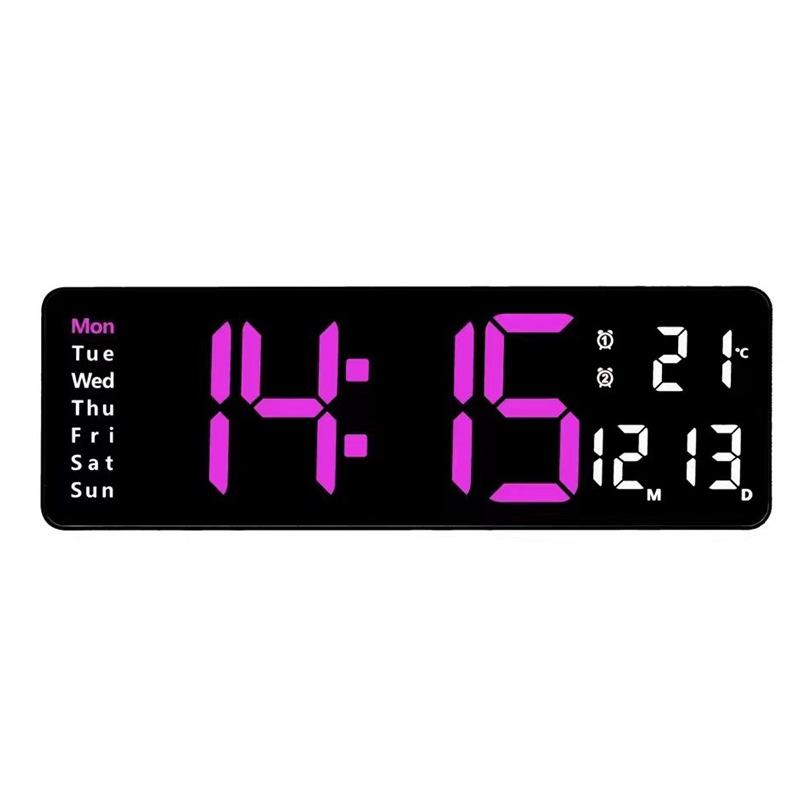 13-Inch Minimalist Wall/Table Clock with Large Digital Display, Multiple Alarms & Multifunction Features - Model 6629