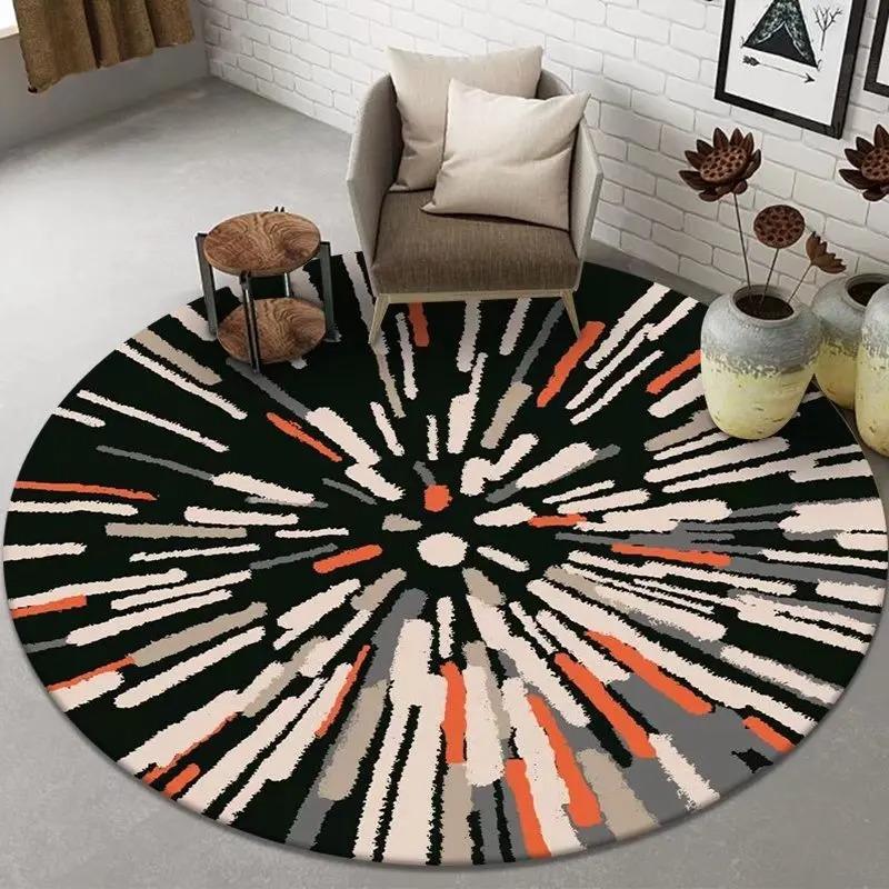 Abstract Art Round Rug Living Room Sofa Bedroom Decorative Carpet Computer Chair Floor Mat Non-Slip