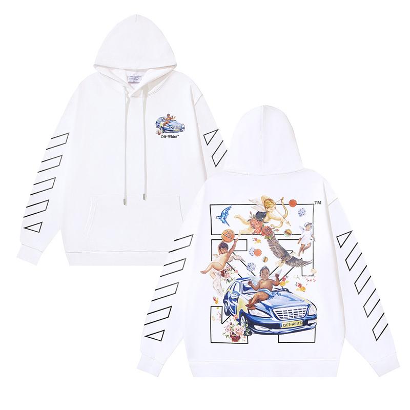Off-White 2025 Autumn/Winter New Angel Sports Car Arrow Printed Hoodie Hoodie for Men and Women
