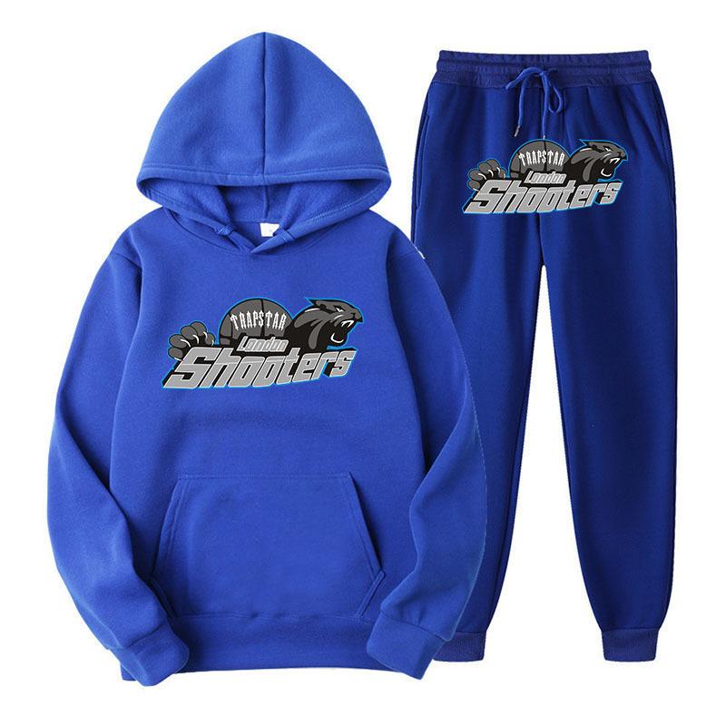 Printed Sportswear Men's Two-piece Loose Hooded Sweatshirt Set