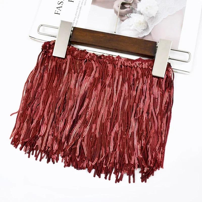 Meetee 1-5Yards 17cm Sequin Laser Tassel Fringe Curtain Dress Edging Tassels Lace Decorative Trimmings Home Sewing Accessories