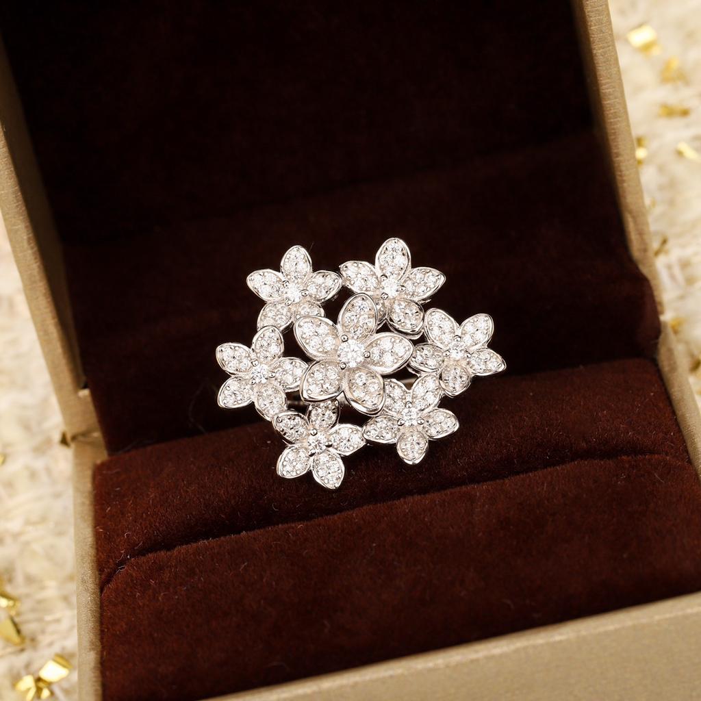 Multi Flower Ring 925 Sterling Silver 678 Size Super Beautiful Festival Gift Goddess Style Matching