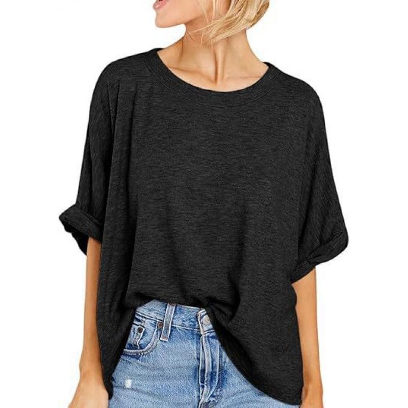 2 Summer New Women s Large Size Casual Short Sleeve Loose Shirt Top Women S чёрный