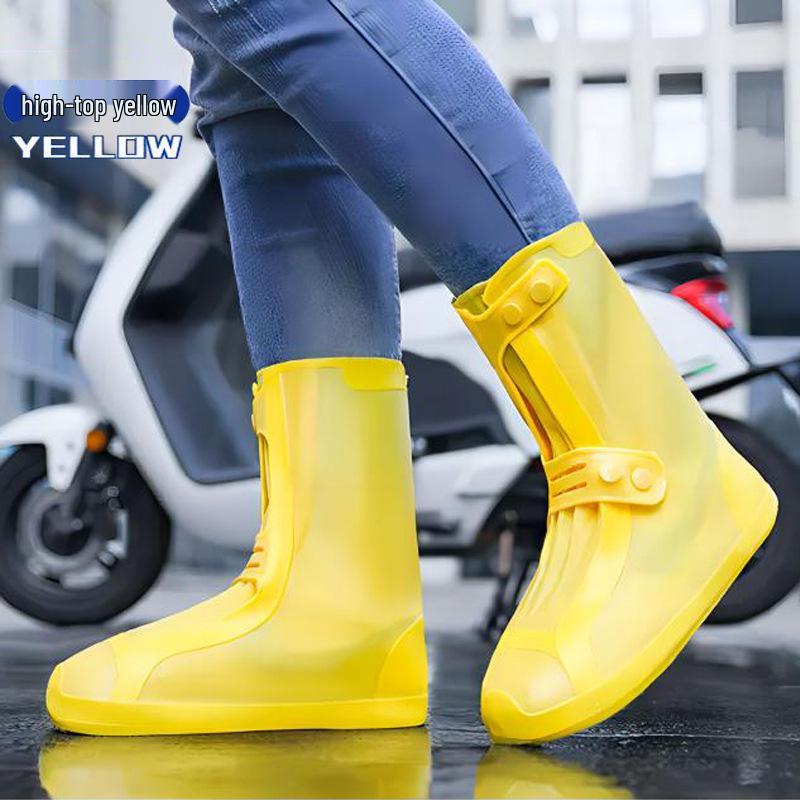 Wiederverwendbare Wasserdichte Silikon Anti-Rutsch Regenschuhüberzieher, Abriebfester High-Top Schutz für Damen und Kinder