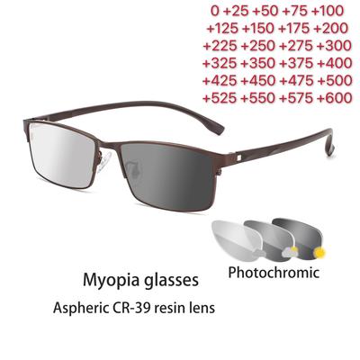 Yeni Bitmiş Miyopi Güneş Fotokromik Gözlükler Moda Bukalemun Gri Lens Dereceli Metal Saplı Güneş Gözlüğü +1 +1.5 +2.0 +2.5 +3