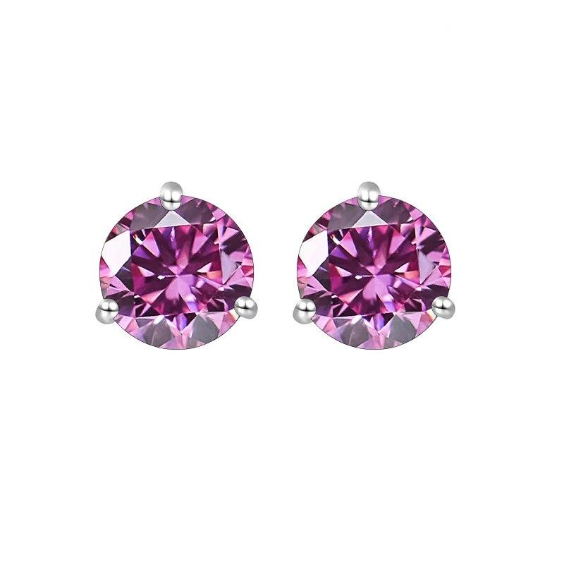 S925 Sterling Silver Round Anniversary Stud Earrings 0.5CT/1CT Trendy Style Moissanite Earrings For Women Couple Gift