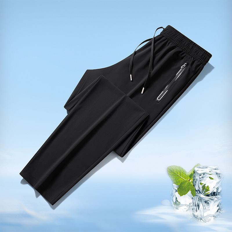 2025 Men's Ice Silk Quick-Dry Joggers: Summer Thin, Loose Fit, Straight-Leg Casual Pants