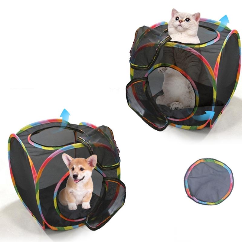 Portable Cats Tunnel Toy With Breathable Net Detachable Light weight For Indoor Outdoor Playing