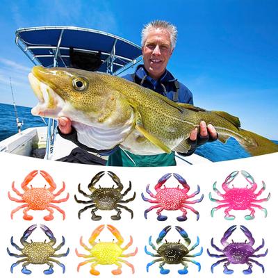 2Pcs 8CM/10G Soft Crab Lure Floating Bionic Crab Bait Colorful TPR Artificial