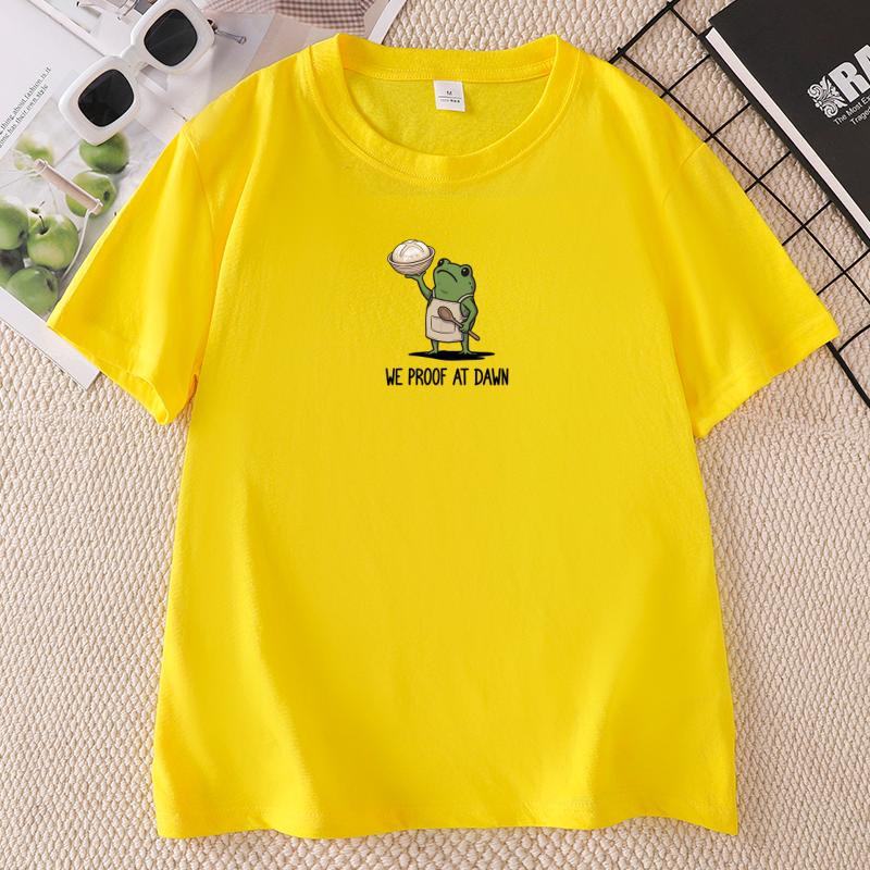 We Proof At Dawn T Shirt Funny Frog Meme Bread Baking Tee Casual Unisex Short Sleeve Printed Tshirt O Neck Casual Tees