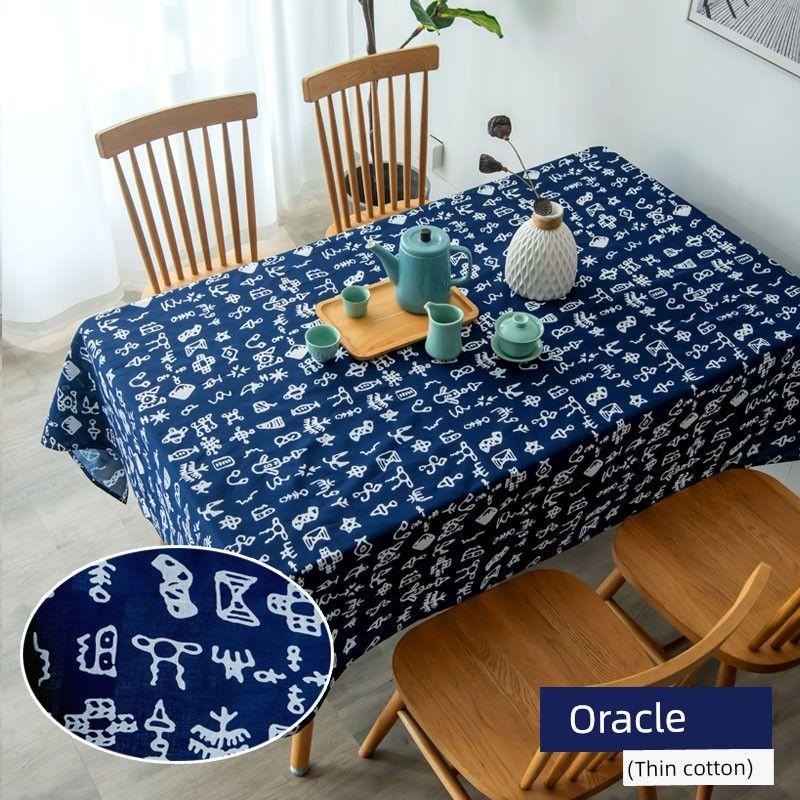 

Lanyin Wuzhen Flower Green Ethnic Style Chinese Cotton Linen Tablecloth Oracle 90*145cm [desk commonly used] (lock edge
