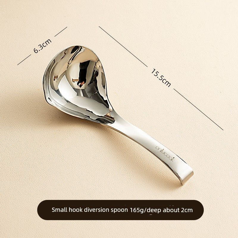 

Onlycook Large Soup Spoon 304 Stainless Steel Spoon Hot Pot Seasoning Spoon Household Deepened Spoon Porridge Spoon Serving Spoon Small Hook Diversion Spoon