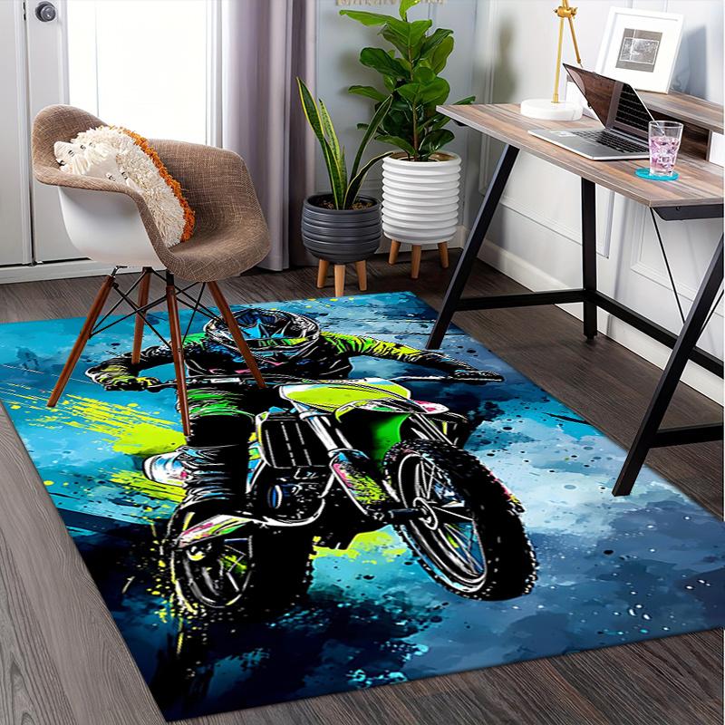 Motorcycle Theme Office Carpet Chair Mat Large Desk Protector for Home Decor, Sofa Rug, Office Flooring, Gift Idea for Any Room