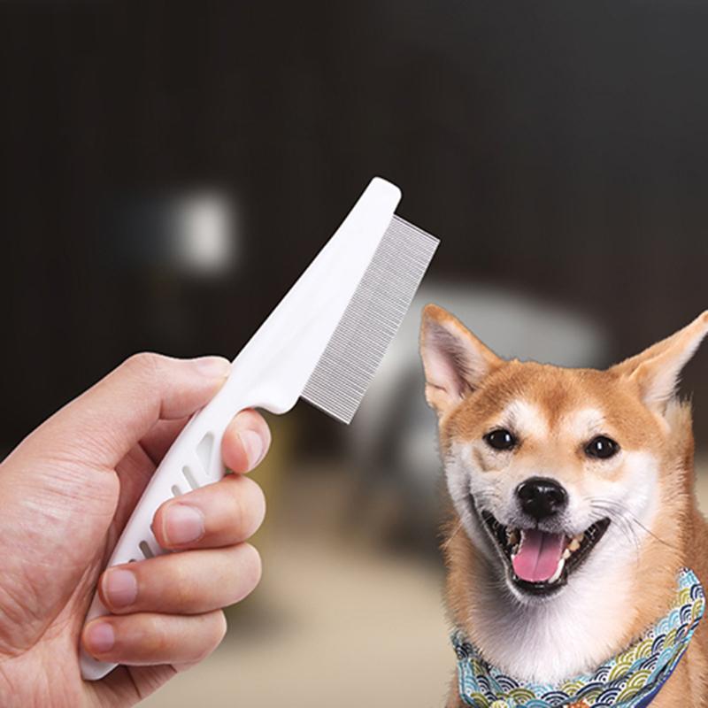 Flea Comb Dog Cat Hair Removal Brush Stainless Steel Dense Teeth Inline Comb Portable Pet Universal Grooming Cleaning Supplies