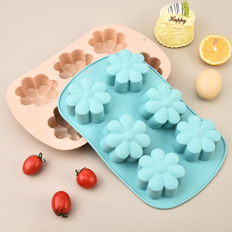 6-Hole Silicone Cake Mold, Heart-Shaped Silicone Mold, Diy Cake And Chocolate Baking Tool, Ice Cube Mold.