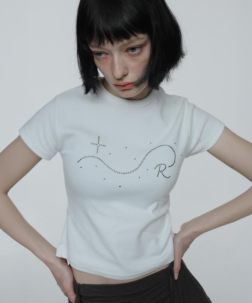 Lomaentinueo Signature R Wave Crop Cotton T-Shirt (White)