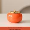 Charming Persimmon Ruyi Ceramic Tea Box & Mini Candy Jar Gift Set