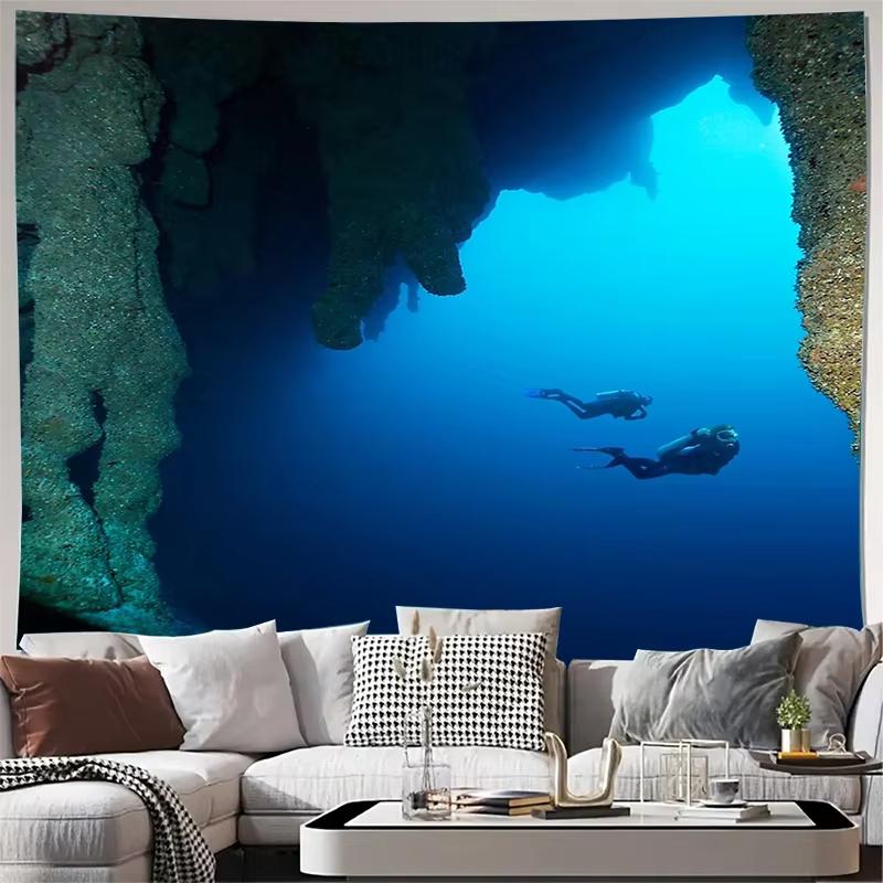 Ocean Adventure Gift Tapestry Deep Sea Diver Design for Nautical Fan Room Decor Present
