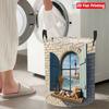 Collapsible Laundry Basket Large Round Waterproof Fabric Hamper Dirty Clothes Storage Bin Toy Organizer with Handles