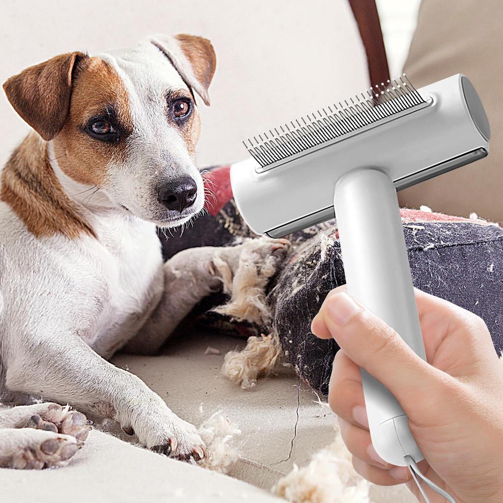 Cat Comb Dog Hair Brush With Lint Remover Stainless Steel Cat Dematting Tool For Kittens Puppies Medium Large Animals