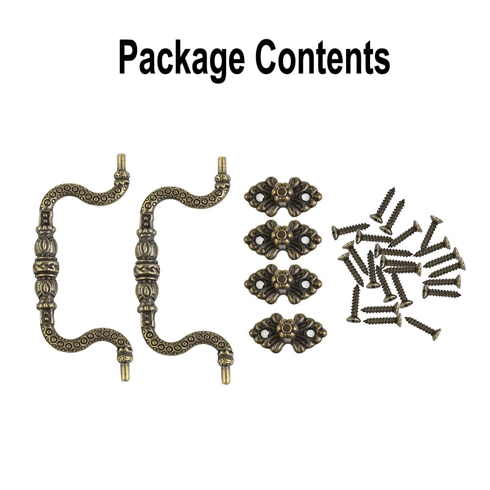 Set Pull Handles With Screws Zinc Alloy 2pcs Replacement Retro Tracery Arch Vintage Accessories Cabinet Decoration