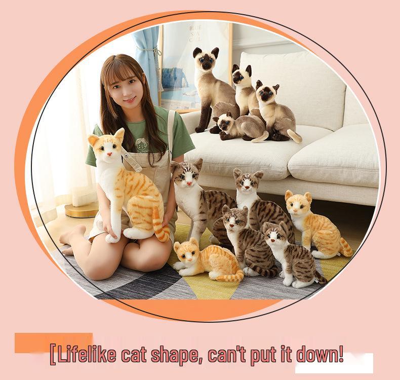 Orange and Siamese Cat Plush Toy Figurine