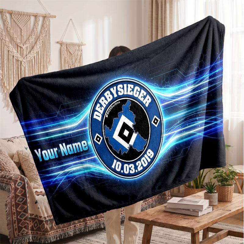 Hamburger SV Personalisierte Fleecedecke Mit Fußballlogo, Benutzerdefinierter Name Text Weich Warm Heimdecke