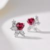 Huitan Kırmızı Kalp CZ Küpe Kadınlar için Mizaç Tatlı Kız Küpeleri Piercing Zarif Doğum Günü Hediyesi İddialı Takı
