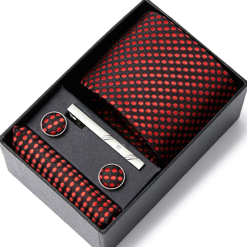 Tie Men'S Business Professional Dress Suit Blue Striped Gift Box Polyester Silk 7.5Cm Business Gift