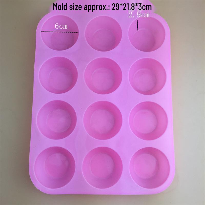 

Круглая силиконовая форма на 12 ячеек для маффинов, пирогов, мороженого, желе и свечей розовый