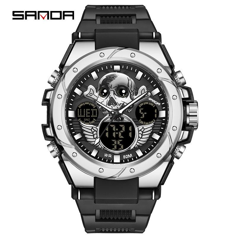 Sanda Watch New Lighting Male School Fashion Trend Digital Electronic Watch Multifunctional Waterproof And Shockproof Men'S Watch