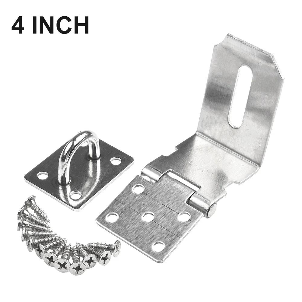 90 Degrees Door Buckle Lock Right Angle Latch Lock Security Hasps Stainless Steel Gate Padlock 3/4/5inch Door Hardware