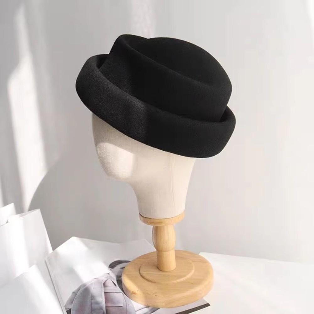 Adjustable Top Hat for Women 100% Wool Millinery Berets Trendy Wool Cap  for Party