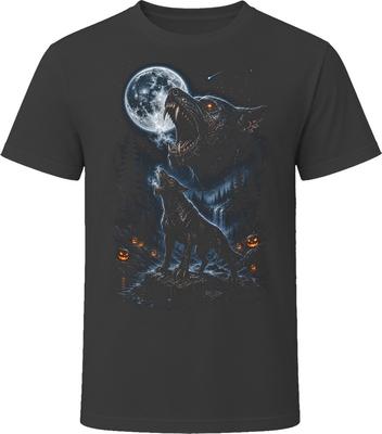 Hellhound Howling At the Moon Spooky Jack O Lantern Gift T Shirt