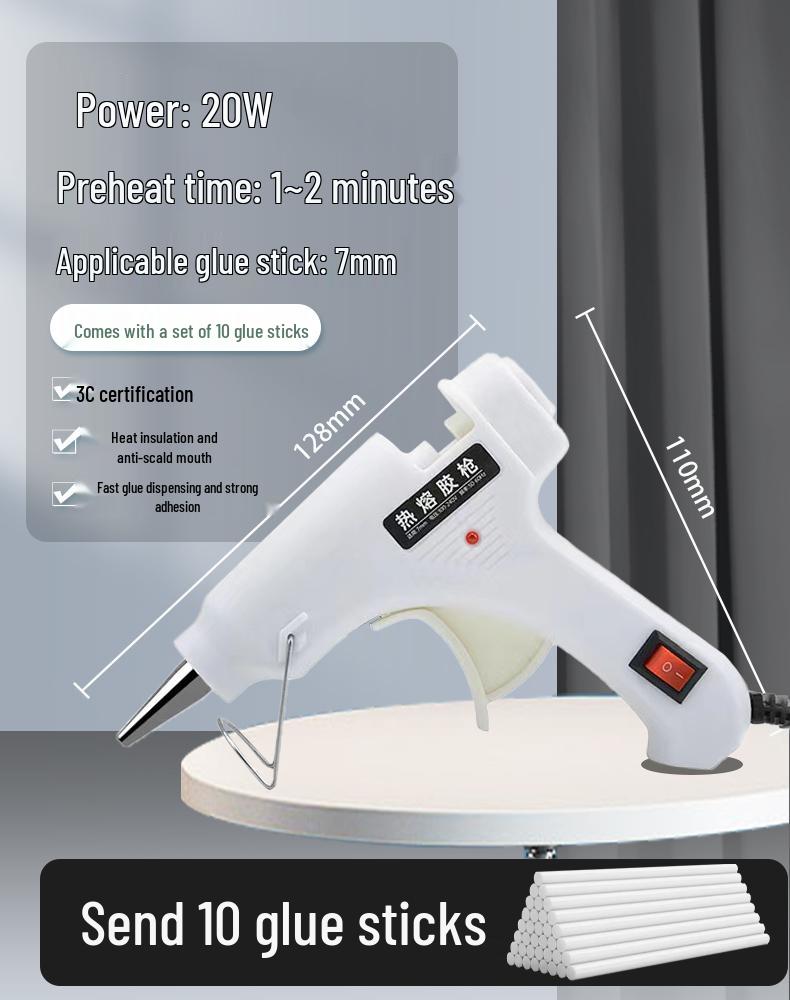Electric Hot Melt Glue Gun with High Viscosity 11mm Glue Sticks for Household and Crafts