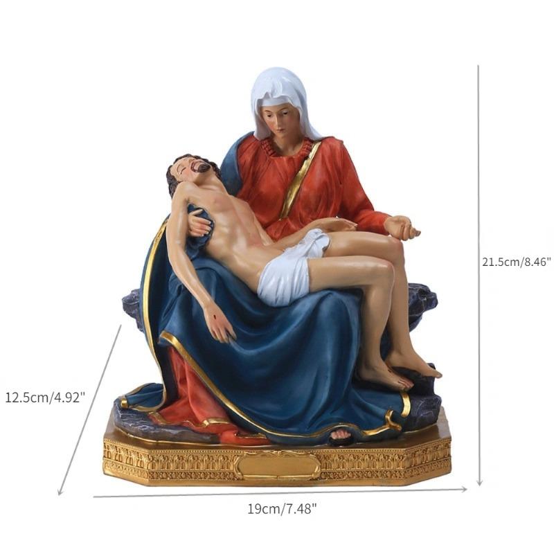 Мадонна с младенцем Иисусом Христом После распятия Статуэтка из смолы Фигурки Украшение Церковный подарок Декор для дома Dark Green