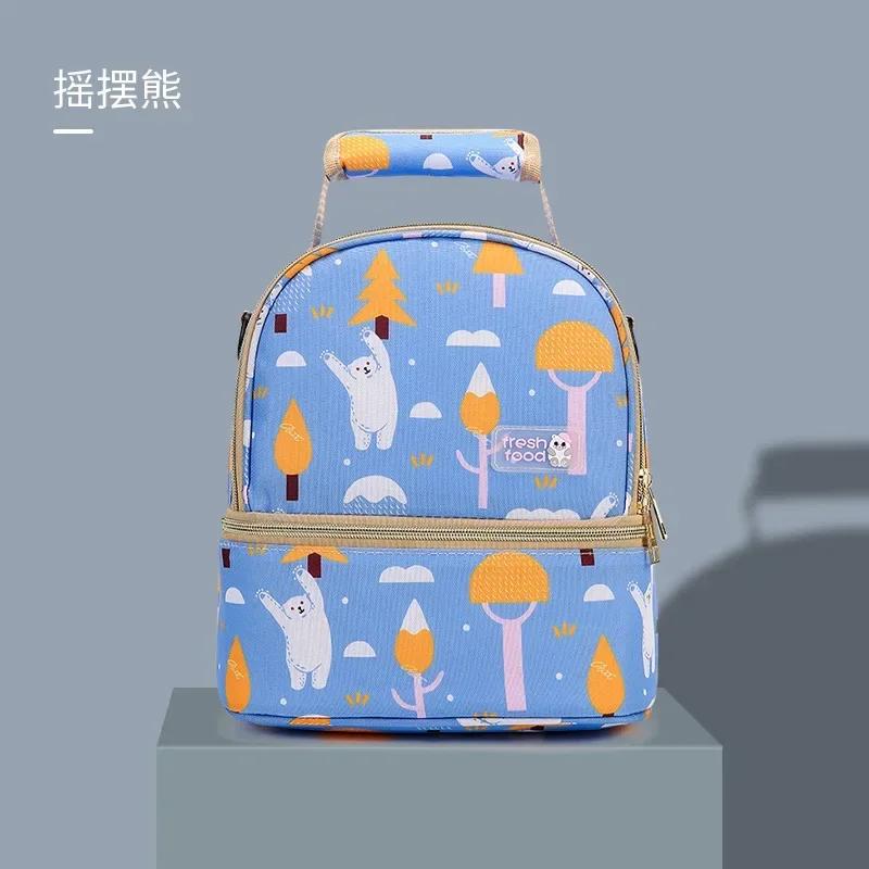 

Portable Double Layer Cooler Keep Lunch Bag Thermal Insulated Picnic Food BentoTote Container Fresh-Keeping Mommy Bags for Women