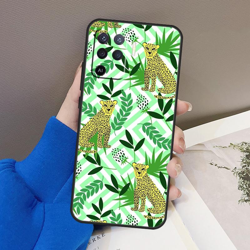 Tigers Leopards Tropical Leaves Case For Oppo A94 A74 A54 A80 A60 A40 A18 A38 A58 A78 A98 A96 A76 A16 A15 A17 A57 A77 A5 Pro