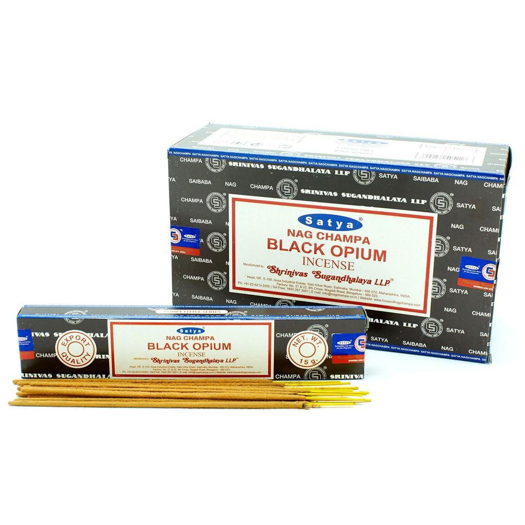 6x Black Opium Incense Sticks 15g Satya