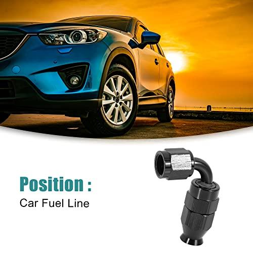 ACROPIX Automotive Hose End Fittings PTFE for Fuel Oil Line AN4 90 Degree Rotatable Black 1pc