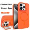 Magnet Magsafe Camera Holder Stand Soft Matte Phone Case For Apple iPhone 15 14 13 12 11 Pro Max 15 Plus Wireless Charging Cover