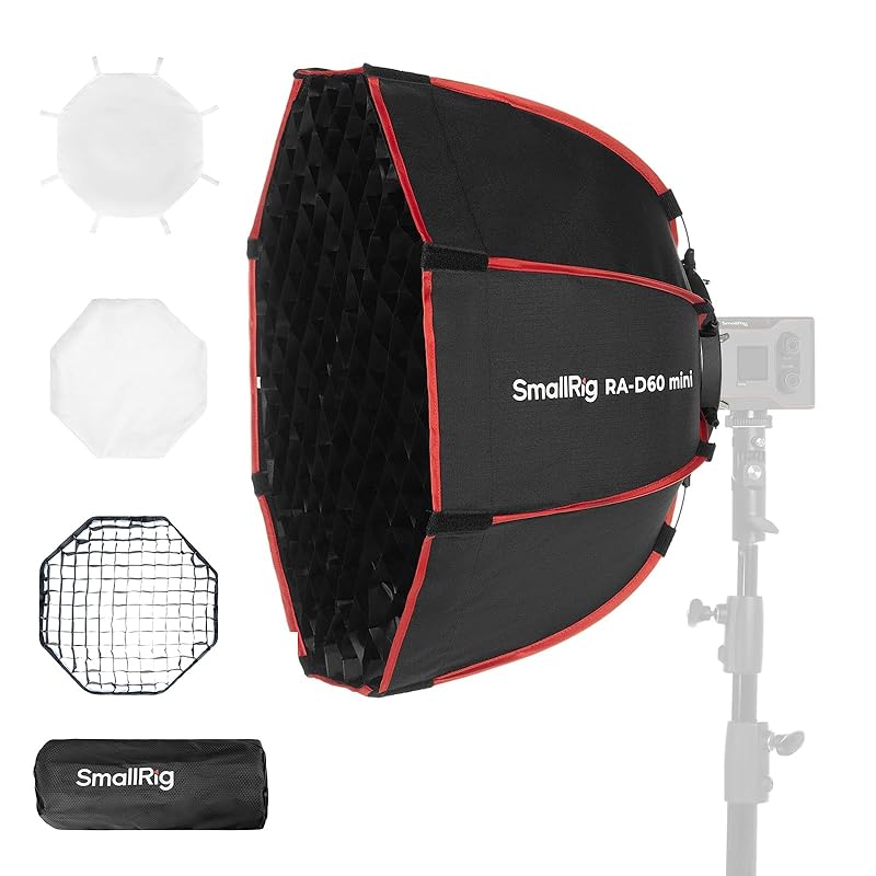 

Параболічний софтбокс SmallRig RA-D60, 23,6 дюйма, швидкознімний софтбокс, постачається з сумкою для перенесення, RC 60B COB, сумісний з відеопідсвіткою, для фотозйомки